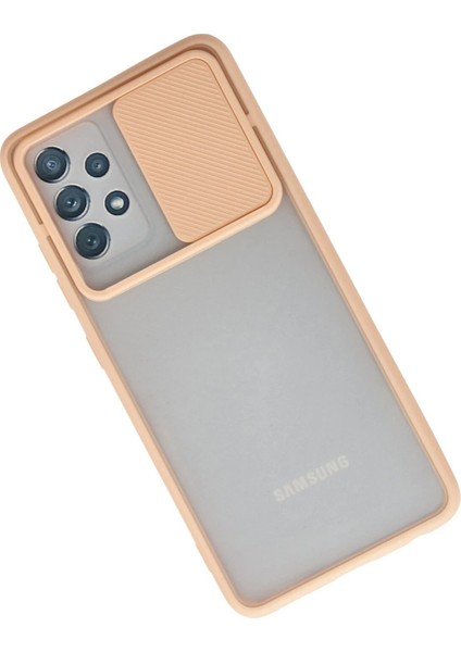 Samsung Galaxy A52 Kılıf Palm Buzlu Kamera Sürgülü Silikon - Pembe - PHN8030-7385