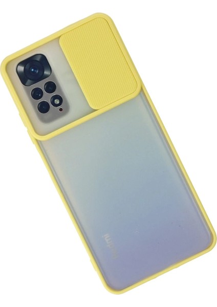 Xiaomi Redmi Note 11 Kılıf Palm Buzlu Kamera Sürgülü Silikon - Sarı - PHN4038-7793