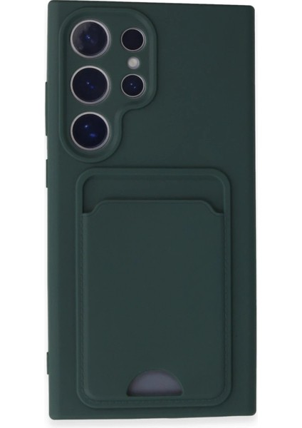Samsung Galaxy S24 Ultra Kılıf Kelvin Kartvizitli Silikon - Koyu Yeşil - PHN6413-4671