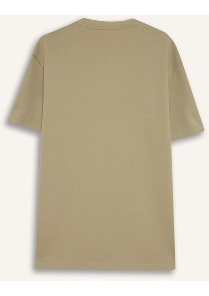 Regular Fit Bisiklet Yaka Baskılı Kısa Kollu Ağır Kumaş Tişört D5495AX25SP