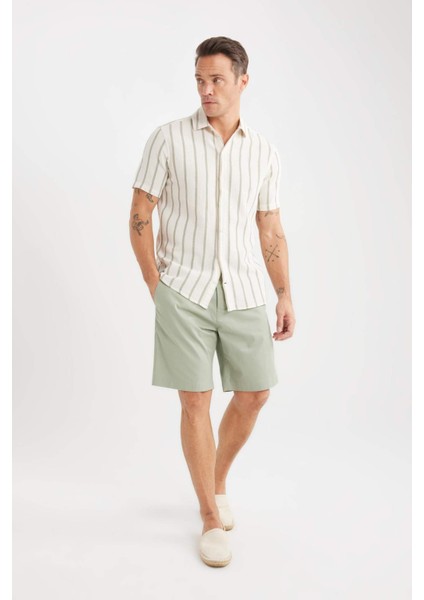 %100 Pamuk Regular Fit Gabardin Bermuda Şort C7684AX25SP