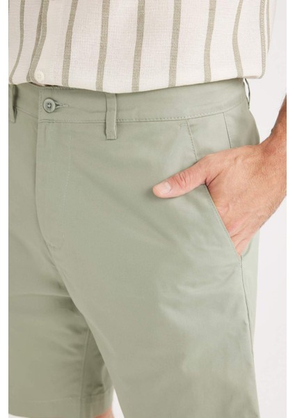 %100 Pamuk Regular Fit Gabardin Bermuda Şort C7684AX25SP