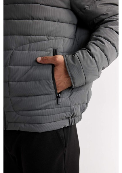 Slim Fit Dar Kesim Dik Yaka Fermuarlı Mont D7497AX25SP