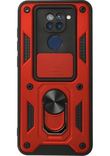 Xiaomi Redmi Note 9 Kılıf Pars Lens Yüzüklü Silikon - Kırmızı - PHN9427-4207