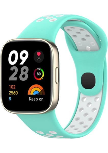 Xiaomi Redmi Watch 3 Spor Delikli Kordon - Turkuaz- Beyaz - PHN6500- 7499