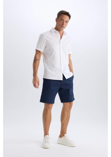 %100 Pamuk Regular Fit Gabardin Bermuda Şort C7684AX25SP