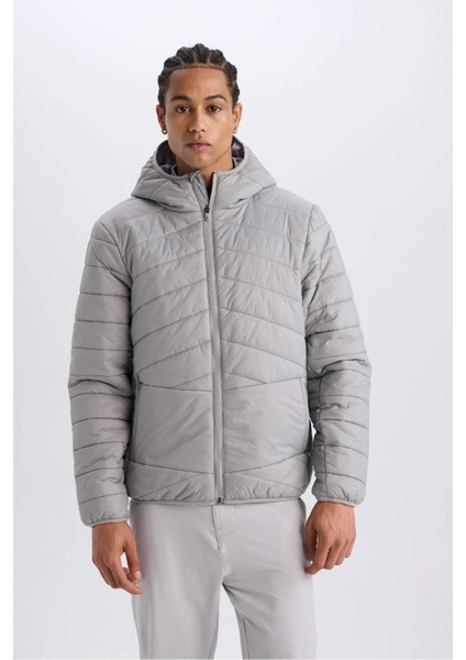 Fit Su İtici Regular Fit Kapüşonlu Fermuarlı Dokuma Mont D6183AX25SP