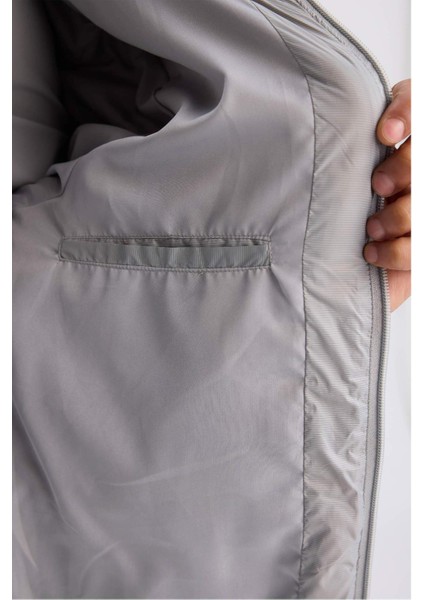 Fit Su İtici Regular Fit Kapüşonlu Fermuarlı Dokuma Mont D6183AX25SP
