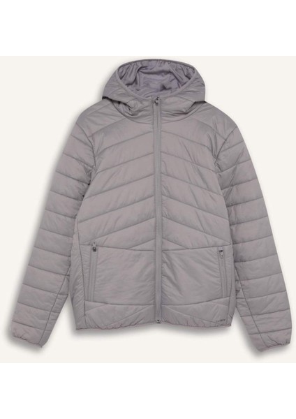 Fit Su İtici Regular Fit Kapüşonlu Fermuarlı Dokuma Mont D6183AX25SP