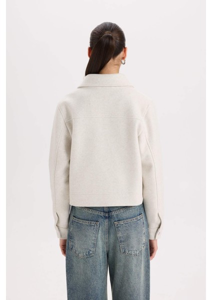 Regular Fit Polo Yaka Cepli Fermuarlı Kısa Kaşe Kaban D5767AX25SP