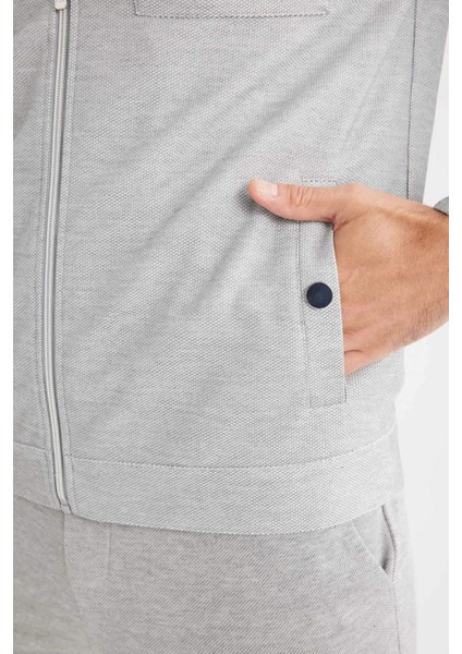 Slim Fit Dar Kesim Polo Yaka Fermuarlı Mevsimlik Baharlık Mont D7533AX25SP