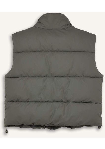 Regular Fit Dik Yaka Kapitoneli Fermuarlı Cepli Şişme Yelek D5759AX25SP