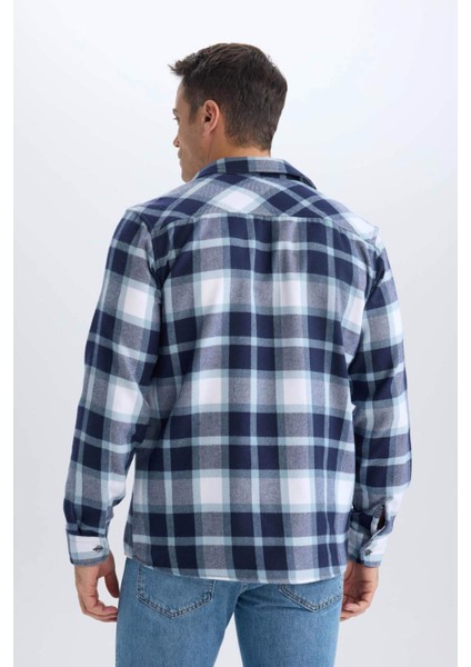 Regular Fit Kareli Pamuklu Uzun Kollu Gömlek D7556AX24AU
