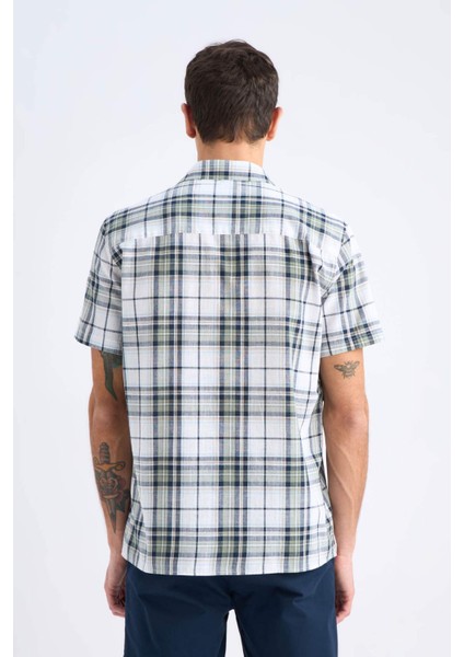 %100 Pamuk Regular Fit Yazlık Polo Yaka Kareli Kısa Kollu Gömlek D7553AX25SP
