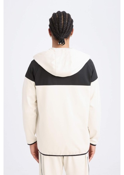 Fit Standart Fit Kapüşonlu Skuba Dalgıç Kumaş Sporcu Fermuarlı Sweatshirt D7363AX25SP
