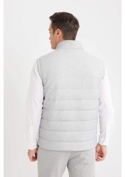 Slim Fit Dar Kesim Dik Yaka Fermuarlı Yelek D7536AX25SP