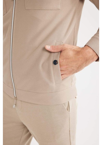 Slim Fit Dar Kesim Polo Yaka Fermuarlı Mevsimlik Baharlık Mont D7533AX25SP