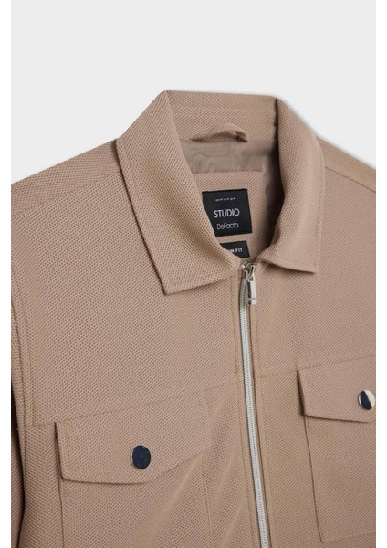 Slim Fit Dar Kesim Polo Yaka Fermuarlı Mevsimlik Baharlık Mont D7533AX25SP