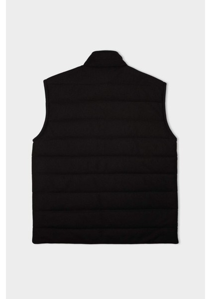 Slim Fit Dar Kesim Dik Yaka Fermuarlı Yelek D7536AX25SP
