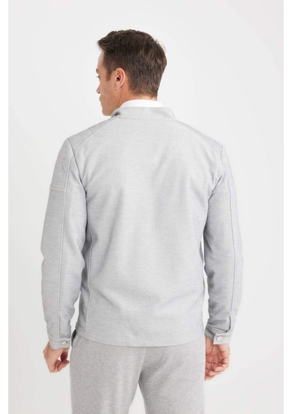 Slim Fit Dar Kesim Dik Yaka Fermuarlı Mont D7534AX25SP