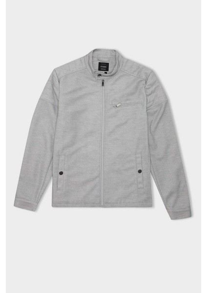 Slim Fit Dar Kesim Dik Yaka Fermuarlı Mont D7534AX25SP