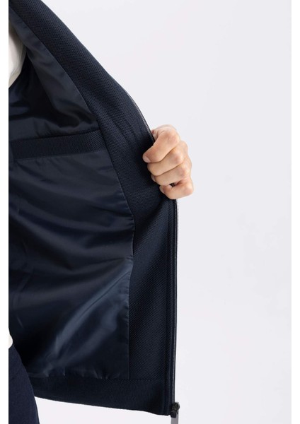 Slim Fit Dar Kesim Polo Yaka Fermuarlı Mevsimlik Baharlık Mont D7533AX25SP