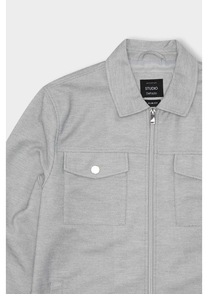 Slim Fit Dar Kesim Polo Yaka Fermuarlı Mevsimlik Baharlık Mont D7533AX25SP