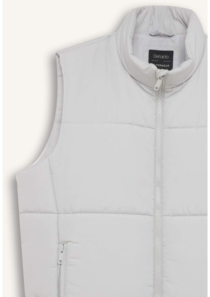 Regular Fit Dik Yaka Fermuarlı Şişme Yelek D6286AX25SP