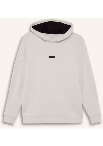 DeFacto Fit Standart Fit Kapüşonlu Skuba Dalgıç Kumaş Sporcu Sweatshirt D7364AX25SP