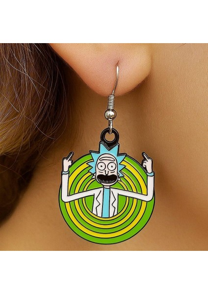 Rick And Morty Şekilli Mineli Kadın Küpe Çift Adet El Yapımı Küpe