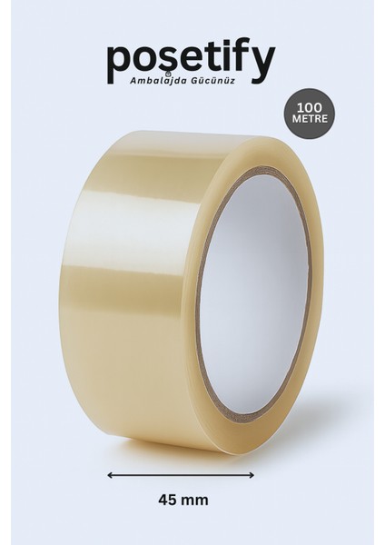 45MM x 100 Metre Koli Bandı | 1 Adet | Güçlü Yapışkanlı Şeffaf Paketleme Bandı