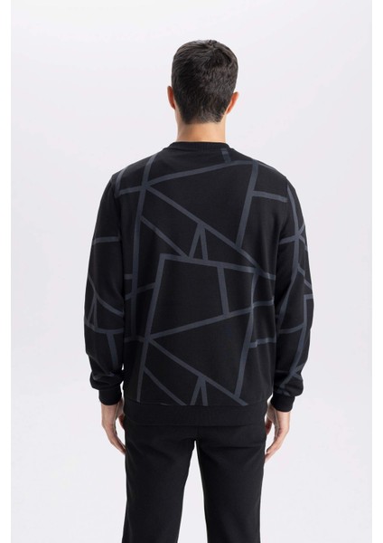 Modern Fit Bisiklet Yaka Desenli Sweatshirt A7824AX24AU