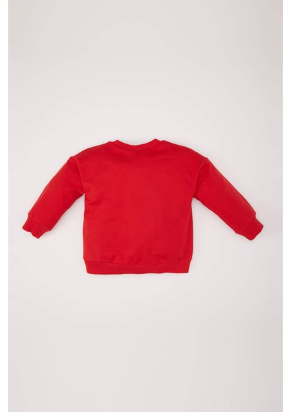 Erkek Bebek Bisiklet Yaka Baskılı Sweatshirt D7757A525SP