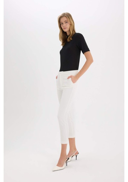 Klasik Chino Kumaş Pantolon Normal Bel Basic Düz Cepli Bilek Boy C1429AX25SP