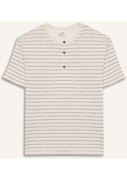 Erkek Çocuk Hakim Yaka Çizgili Kısa Kollu Tişört C2602A825SM