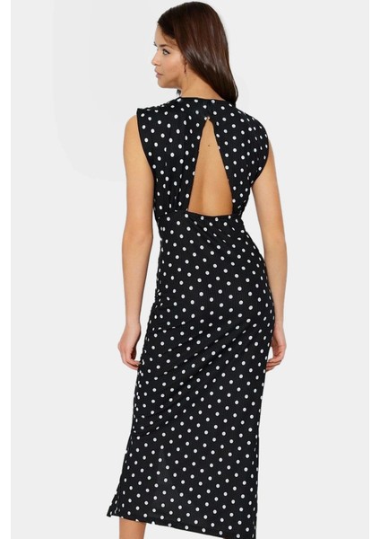 Maxi Elbise Puantiyeli Desenli Esnek Örme Bodycon Kalıp Günlük Stil Konforlu Kesim fiyatları