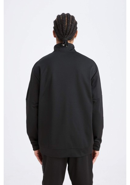 DeFacto Fit Standart Fit Dik Yaka Fermuarlı Skuba Dalgıç Kumaş Sporcu Sweatshirt D7305AX25SP