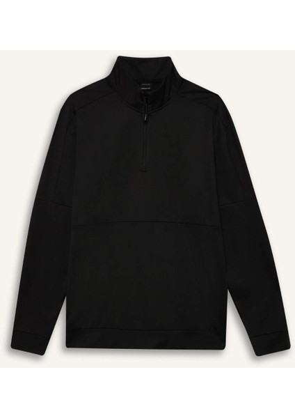 DeFacto Fit Standart Fit Dik Yaka Fermuarlı Skuba Dalgıç Kumaş Sporcu Sweatshirt D7305AX25SP
