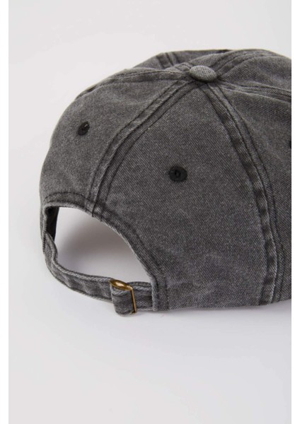 Erkek Nakışlı Jean Cap Şapka Z3444AZ25SM