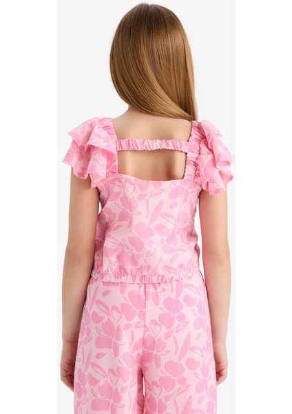 Kız Çocuk Desenli Kısa Kollu Bluz D7881A825SM