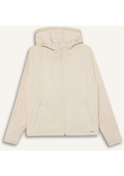 Fit Su İtici Regular Fit Kapüşonlu Fermuarlı Softshell Mont D6088AX25SP