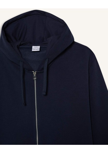 Comfort Fit Kapüşonlu İçi Yumuşak Tüylü Basic Düz Kalın Fermuarlı Sweatshirt D7599AX25SP