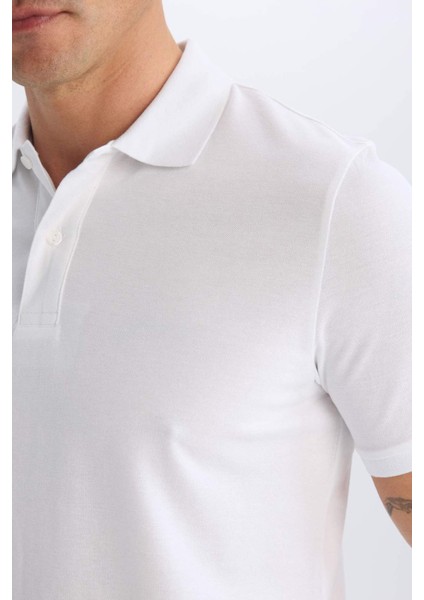 %100 Pamuk Regular Fit Polo Yaka Kısa Kollu Basic Düz Pike Kumaş Tişört C1293AX25SP