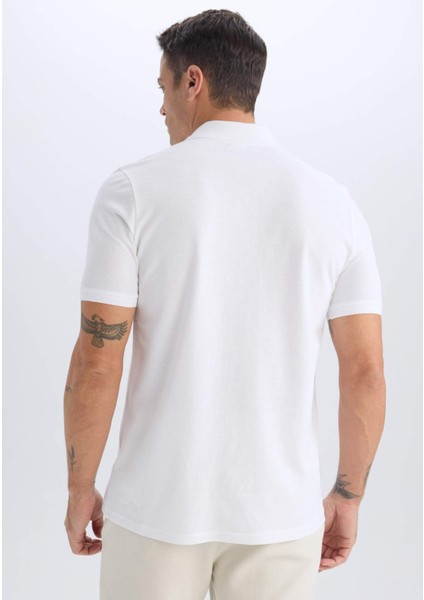 %100 Pamuk Regular Fit Polo Yaka Kısa Kollu Basic Düz Pike Kumaş Tişört C1293AX25SP