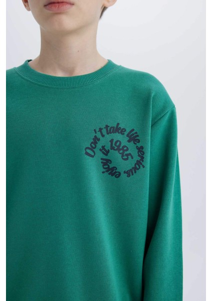 Erkek Çocuk Bisiklet Yaka Sırt Baskılı Sweatshirt D7711A825SP