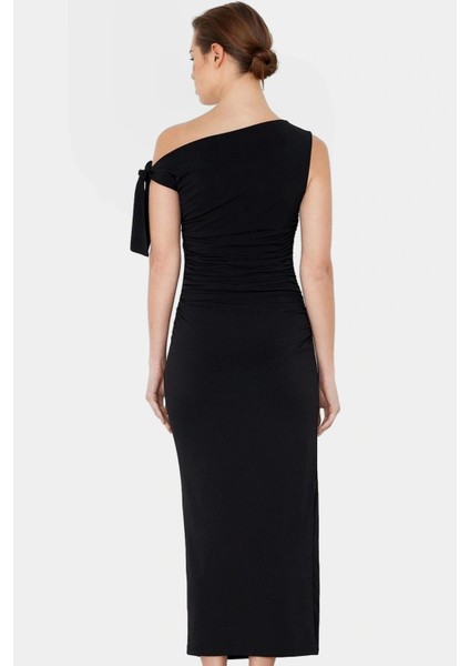 Vücuda Oturan Maxi Elbise Tek Omuz Asimetrik Yaka Polyester Kumaş Rahat Kullanım fiyatları
