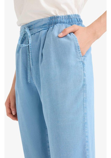 Pull On Carrot Fit Yüksek Bel Bilek Boy Tensel Yıkamalı Pantolon D8237AX25SM