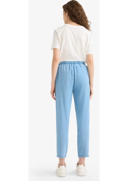 Pull On Carrot Fit Yüksek Bel Bilek Boy Tensel Yıkamalı Pantolon D8237AX25SM