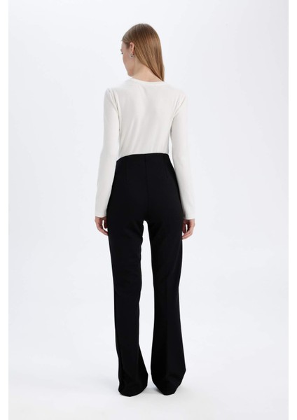 Flare Fit Casual Basic Düz Pantolon D8096AX24AU