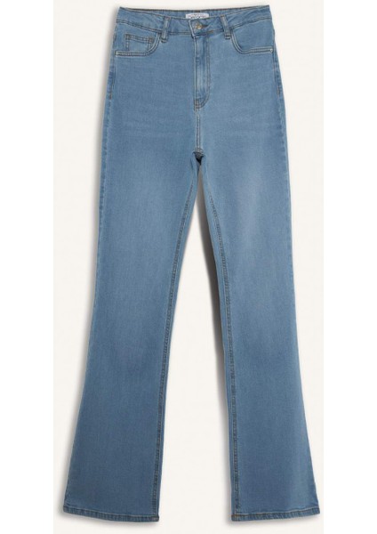 Slim Flare Yüksek Bel Düz Paça Uzun Jean Kar Yıkamalı Pantolon D7973AX25SP